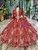 Red Ball Gown Sequins Long Sleeve High Neck Beading Flower Girl Dress