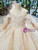 Champagne Ball Gown Sequins Spaghetti Straps Long Sleeve Flower Girl Dress