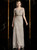 A-Line Gray Tulle Lace Sequins V-neck Short Slevee Mother Of the Brides Dress