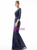 In Stock:Ship in 48 Hours Navy Blue Sequins Mermaid 3/4 Sleeve Prom Dress