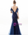 In Stock:Ship in 48 Hours Navy Blue Tulle Mermaid Spaghetti Straps Prom Dress