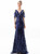 In Stock:Ship in 48 Hours Navy Blue Sequins V-neck Backless Prom Dress