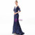 In Stock:Ship in 48 Hours Navy Blue Sequins V-neck Backless Prom Dress