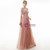 In Stock:Ship in 48 Hours Pink Tulle Spaghetti Straps Appliques Long Prom Dress