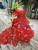 Red Ball Gown Tulle Appliques Cap Sleeve Flower Girl Dress