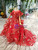 Red Ball Gown Tulle Appliques Cap Sleeve Flower Girl Dress