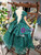 Green Ball Gown Tulle Appliques Cap Sleeve Beading Flower Girl Dress