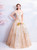 In Stock:Ship in 48 Hours Gold Tulle Sequins Off the Shoulder Prom Dress