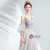 In Stock:Ship in 48 Hours Gray Tulle Puff Sleeve Spaghetti Straps Prom Dress