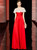 A-Line Red Satin Cap Sleeve Sequins Mother of the Bride Dress With Feather