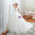White Ball Gown V-neck Backles Tulle Pleats Wedding Dress