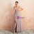 A-Line Pink Tulle V-neck Backless Beading Long Prom Dress