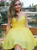 Yellow Chiffon Sequins Sweetheart Pleats Short Homecoming Dress