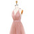A-Line Pink Tulle Deep V-neck Backless Pleats Mini Homecoming Dress