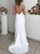 Sexy White Satin V-neck Backless Double Straps Wedding Dress With Side Split