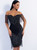 In Stock:Ship in 48 Hours Black Sheath Off the Shoulder Tassels Party Dress