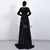 In Stock:Ship in 48 Hours Black Sequins Long Sleeve Deep V-neck Party Dress