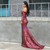 In Stock:Ship in 48 Hours Burgundy Mermaid Off the Shoulder Party Dress