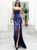 In Stock:Ship in 48 Hours Blue Sweetheart Sequins Party Dress With Side Split