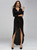 In Stock:Ship in 48 Hours Sexy Black Sequins V-neck Long Sleeve Party Dress With Split