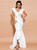 In Stock:Ship in 48 Hours White Satin V-neck Flounces Party Dress
