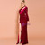 In Stock:Ship in 48 Hours Burgundy Sequins One Shoulder Party Dress