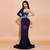 In Stock:Ship in 48 Hours Navy Blue Mermaid One Shoulder Party Dress