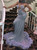 Gray Mermaid Halter Satin Backless Flower Feather Prom Dress