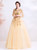 In Stock:Ship in 48 Hours Champagne Tulle Long Sleeve Appliques Prom Dress