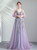 In Stock:Ship in 48 Hours Purple V-neck Long Sleeve Appliuqes Prom Dress