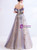 In Stock:Ship in 48 Hours Purple Tulle Sequins Off the Shoulder Prom Dress