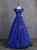 Blue Ball Gown Tulle Sequins Open Back Quinceanera Dresses With Sash