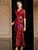 A-Line Burgundy V-neck Short Sleeve Sequins Mother Of The Bride Dress