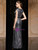 Dark Gray Sequins Cap Sleeve Mother Of The Bride Dress With Sash