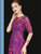 A-Line Purple Embroidery Sequins Short Sleeve Mother Of The Bride Dress