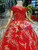 Red Ball Gown Tulle Embroidery Appliques Beading Flower Girl Dress With Shawl