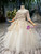 Champagne Ball Gown Tulle Sequins Short Sleeve Beading Flower Girl Dress