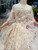 Champagne Ball Gown Tulle Sequins Short Sleeve Beading Flower Girl Dress