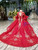 Red Ball Gown Lotus Leaf Sleeve Backless Appliques Beading Flower Girl Dress