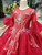 Red Ball Gown Lotus Leaf Sleeve Backless Appliques Beading Flower Girl Dress