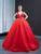 Red Ball Gown Tulle See Through V-neck Backless Beading Prom Dress