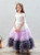 White Purple Tulle Short Sleeve Flower Girl Dress