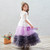 White Purple Tulle Short Sleeve Flower Girl Dress