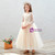 Champagne Tulle Long Sleeve Appliques Flower Girl Dress