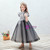 Gray Tulle Puff Sleeve Appliques Flower Girl Dress