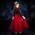 Burgundy Tulle Velvet Scoop Neck Long Sleeve Flower Girl Dress