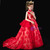 In Stock:Ship in 48 Hours Red Lace Sequins High Neck Flower Girl Dress