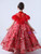 In Stock:Ship in 48 Hours Red Ball Gown High Neck Beading Flower Girl Dress