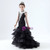 In Stock:Ship in 48 Hours Black Mermaid Tulle Crystal High Neck Flower Girl Dress