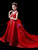 In Stock:Ship in 48 Hours Red Sequins High Neck Crystal Appliques Flower Girl Dress